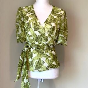 Miami Leaf Print Wrap Top